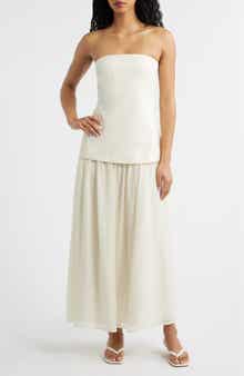Strapless Mixed Media Maxi Dress