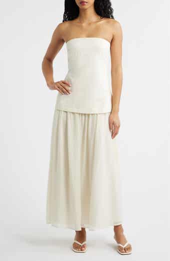 Strapless Mixed Media Maxi Dress