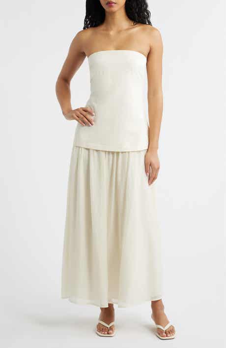 Strapless Mixed Media Maxi Dress