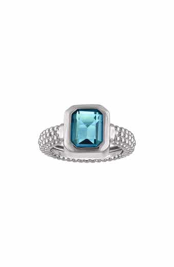 Synthetic London Blue Cubic Zirconia Ring