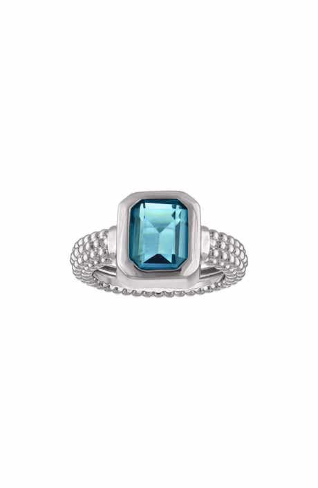 Synthetic London Blue Cubic Zirconia Ring