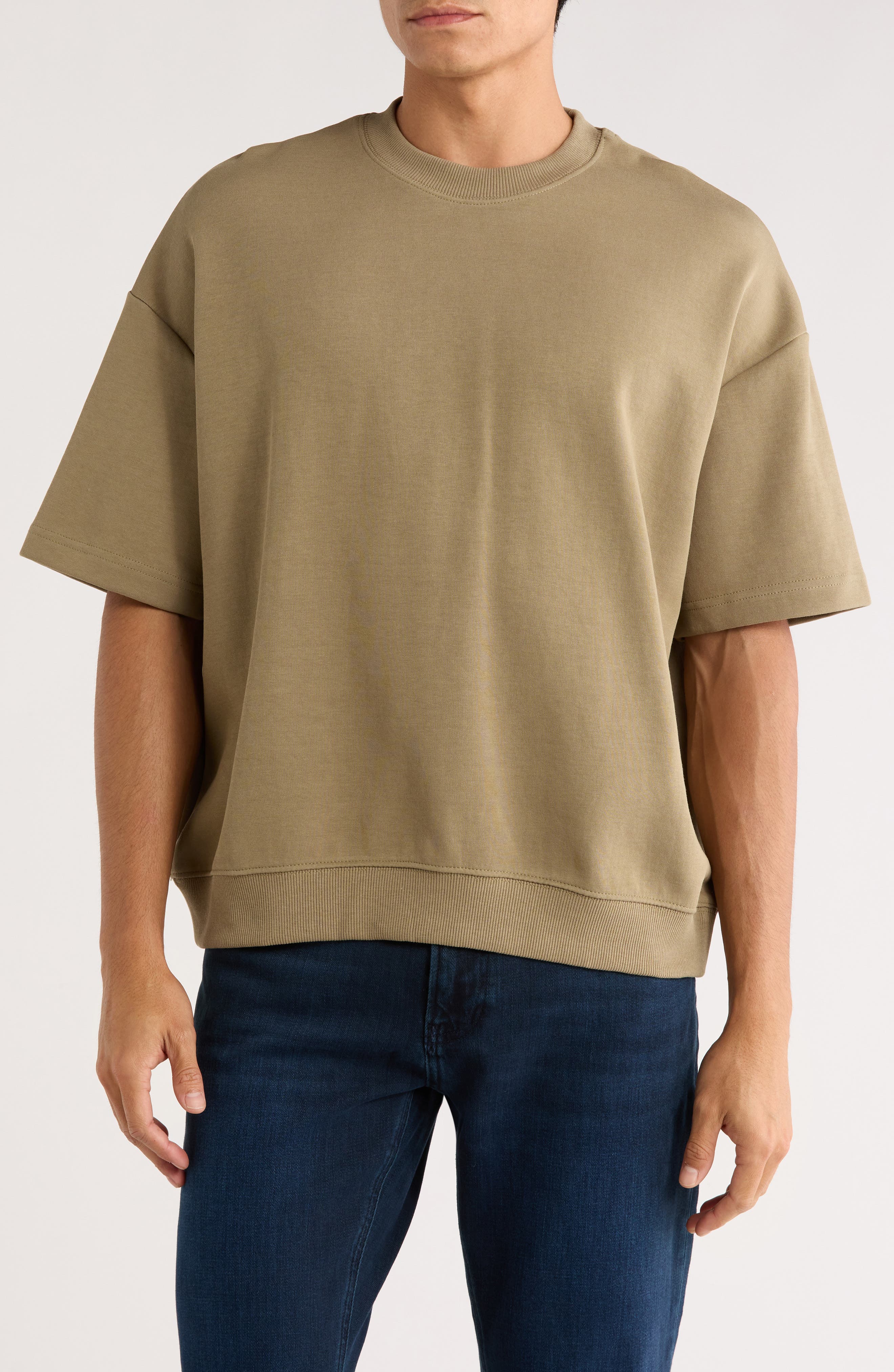 DENIM AND FLOWER Ribbed Hem Crewneck T-Shirt