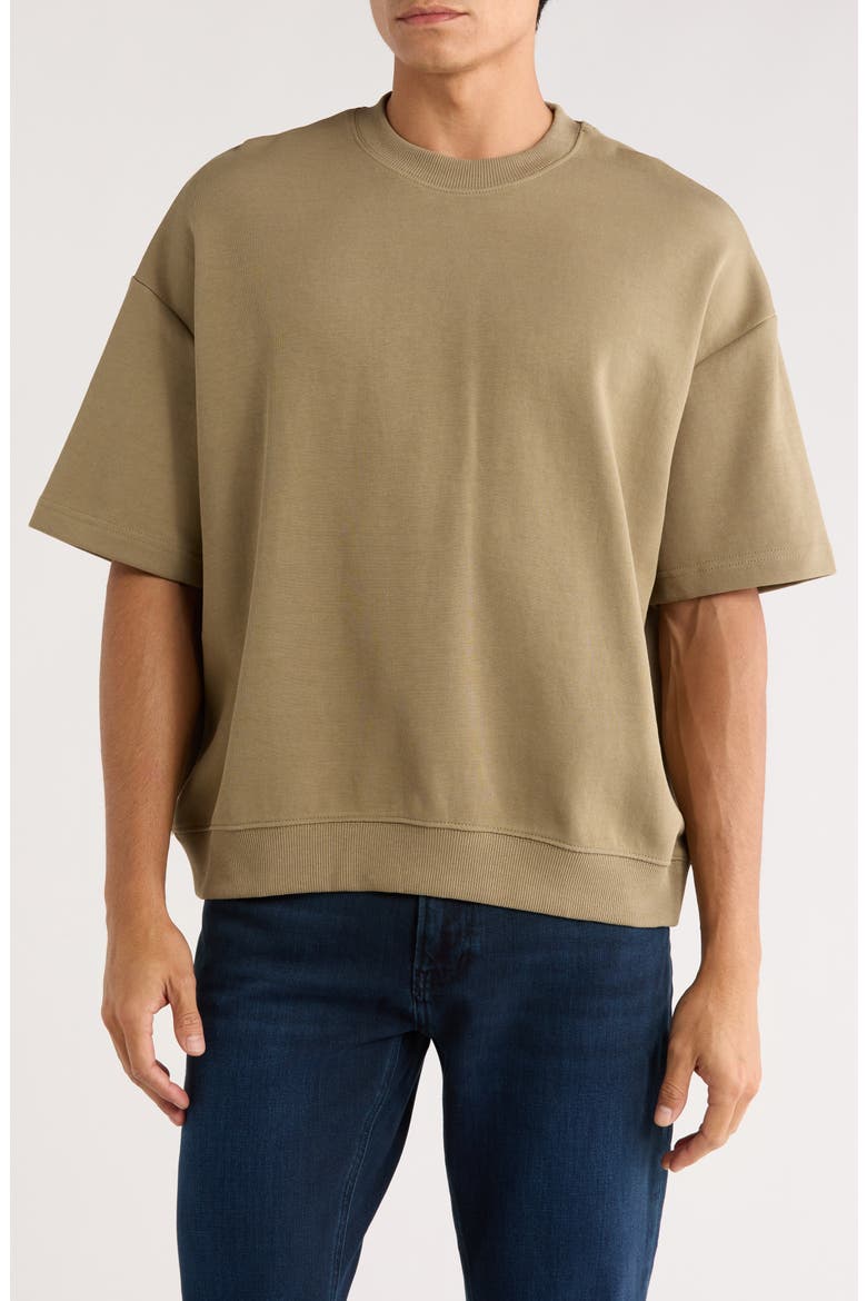 Ribbed Hem Crewneck T-Shirt, Main, color, MID GREEN