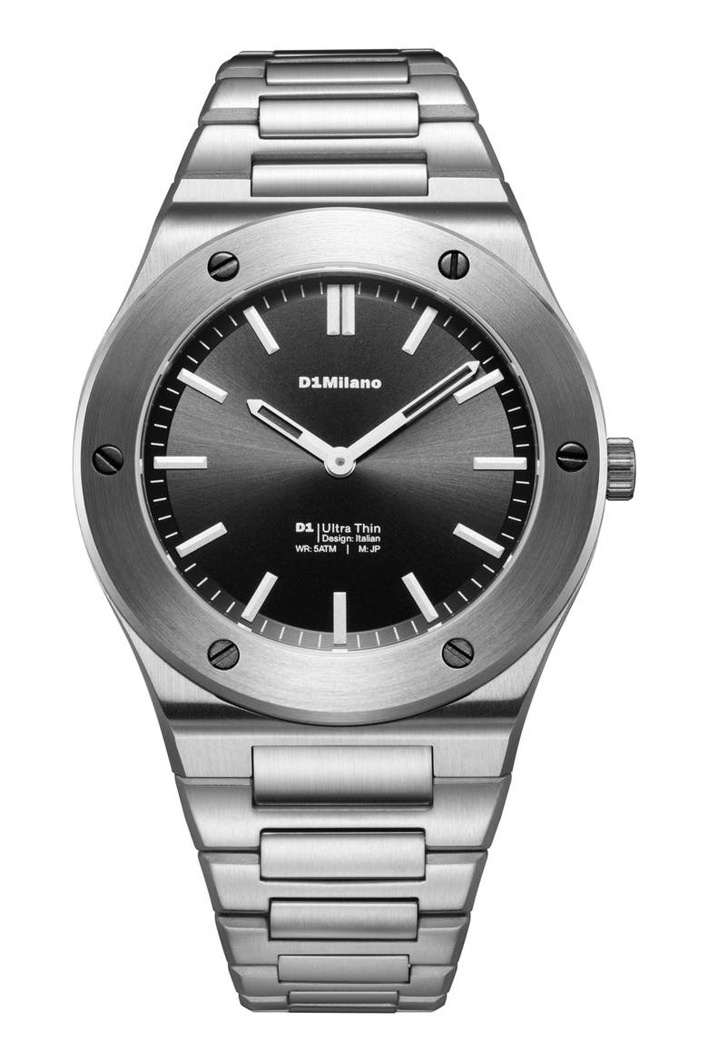 Obsidian Sealed Ultra Thin Bracelet Watch, 39mm, Alternate, color, BLACK