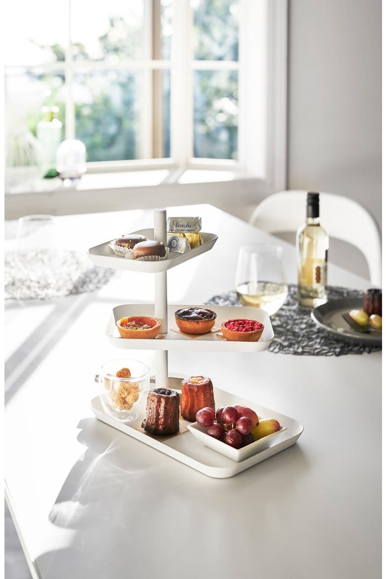 Tower Three-Tier Steel Serving Stand, Alternate, color, WHITE