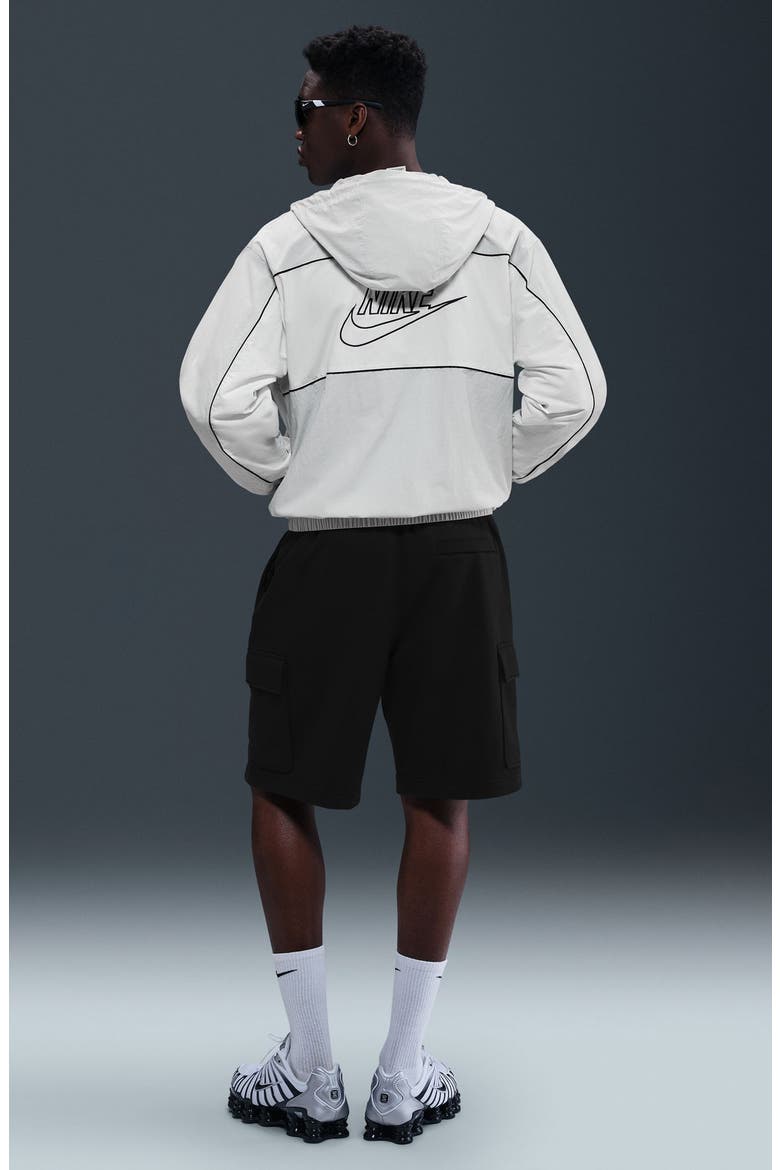 Brushed Fleece Cargo Shorts, Alternate, color, BLACK/ BLACK/ WHITE