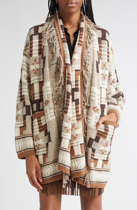 Jair Geo Pattern Fringe Cardigan