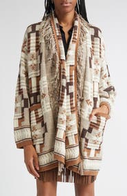 L'AGENCE Jair Geo Pattern Fringe Cardigan