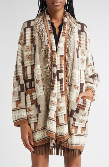 L'agence Jair Geo Pattern Fringe Cardigan In Multi
