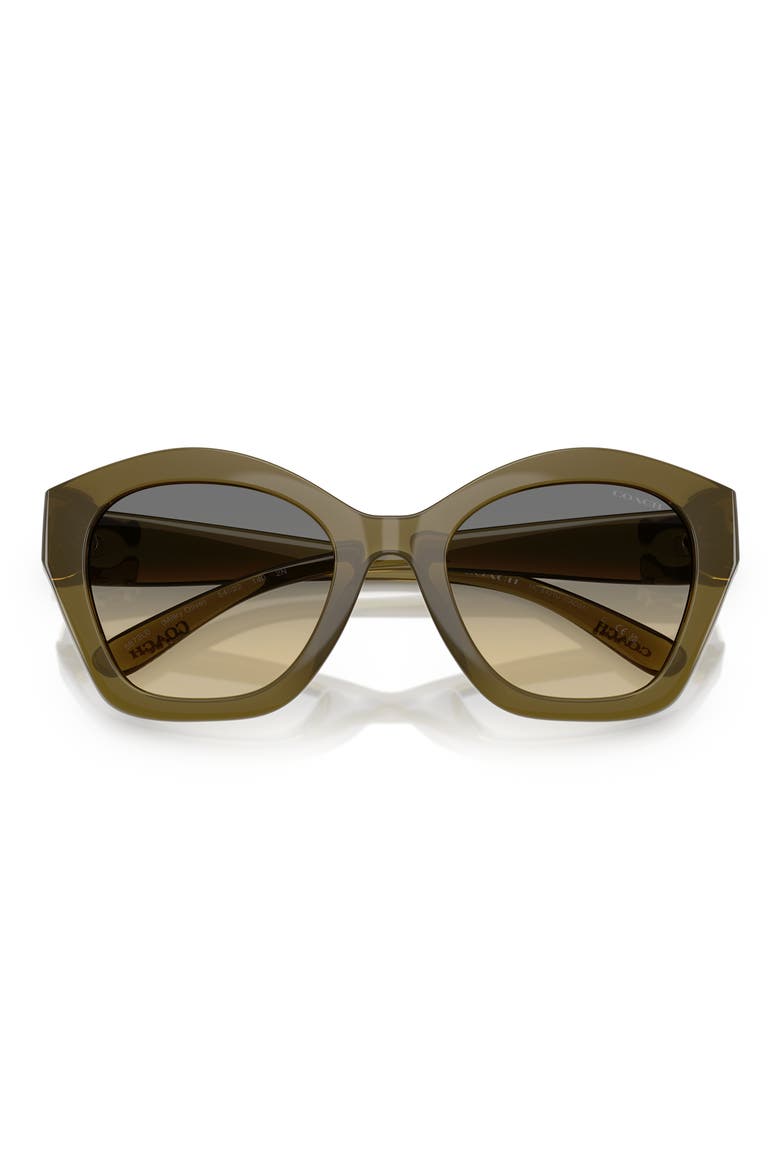 57mm Irregular Round Sunglasses, Alternate, color, MILKY OLIVE / GREY OLIVE