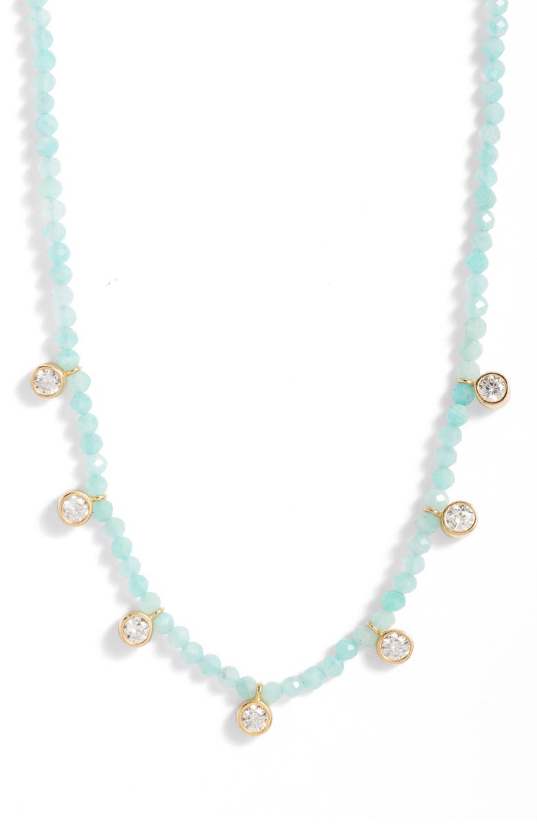 Argento Vivo Sterling Silver Beaded Bezel Charm Necklace, Main, color,