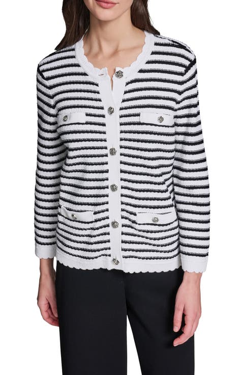 Stripe Cotton Blend Cardigan