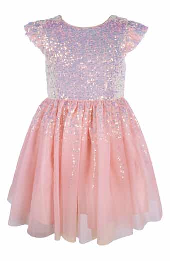 Kids' Sequin Flutter Sleeve Party Dress