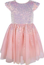 Zunie Kids' Sequin Flutter Sleeve Party Dress