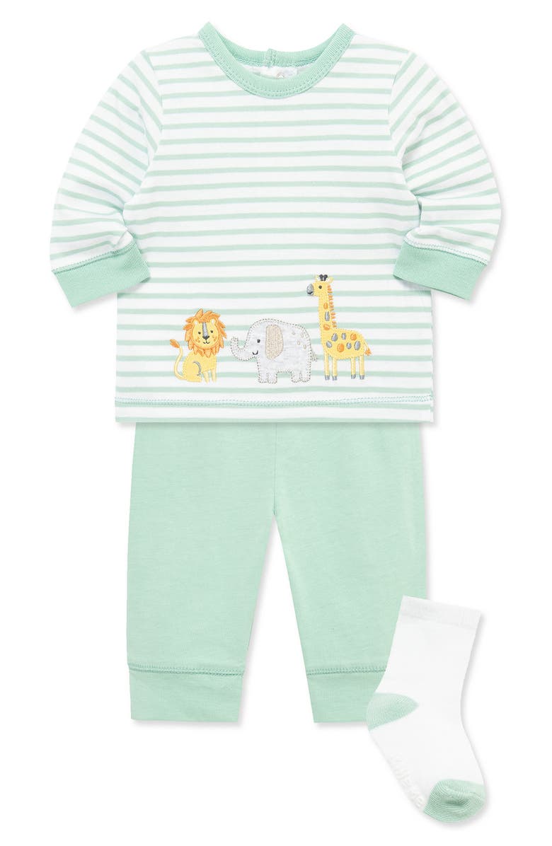 Little Me Safari Shirt, Joggers & Socks Set, Alternate, color, Green