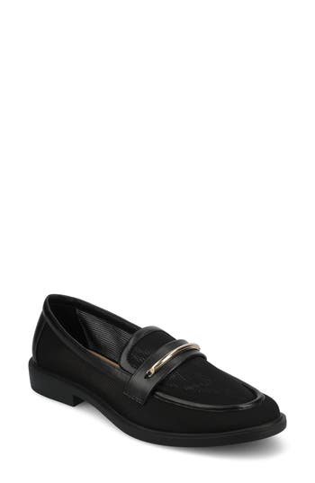 Journee Collection Women's Rainey Slip On Tailored Loafers In Mesh/black