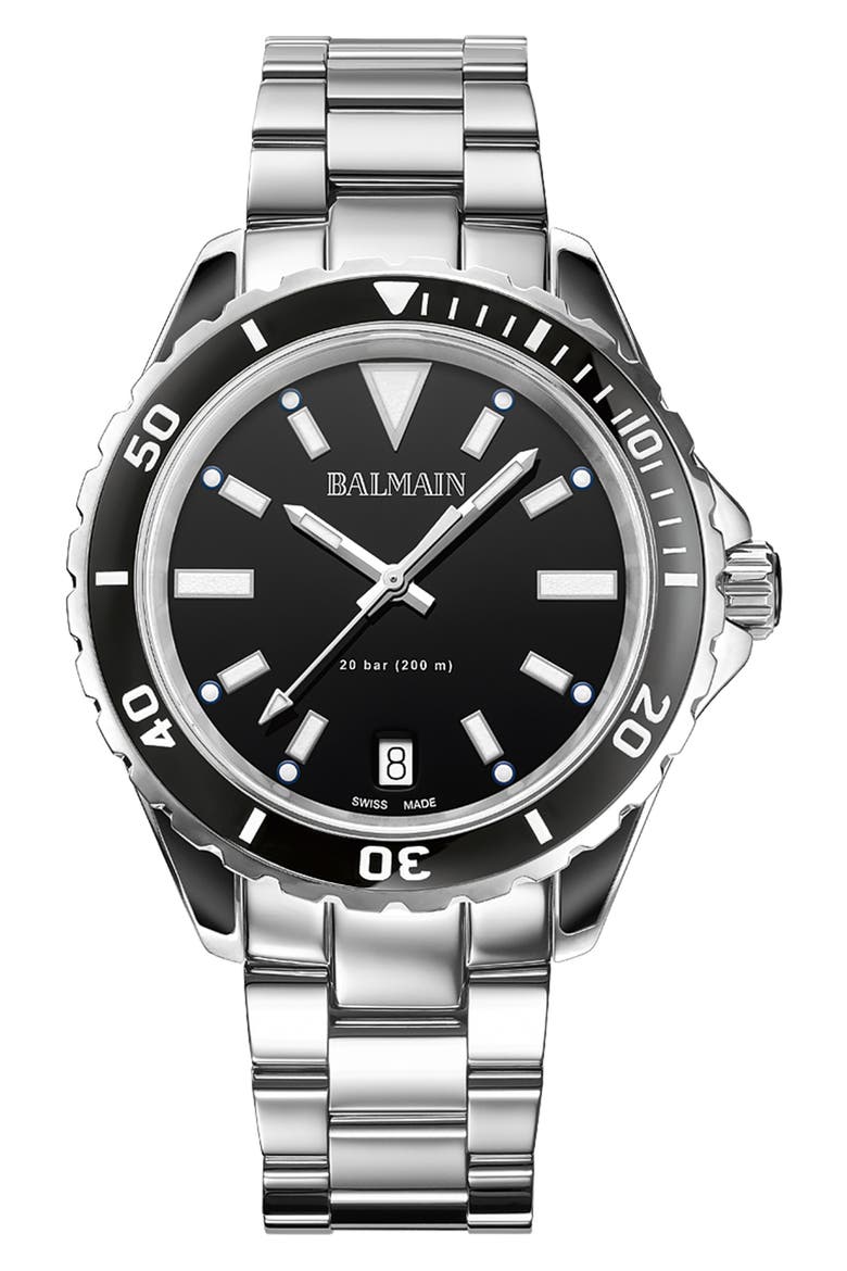 Ophrys Dive Bracelet Watch, 38.5mm, Main, color, SILVER