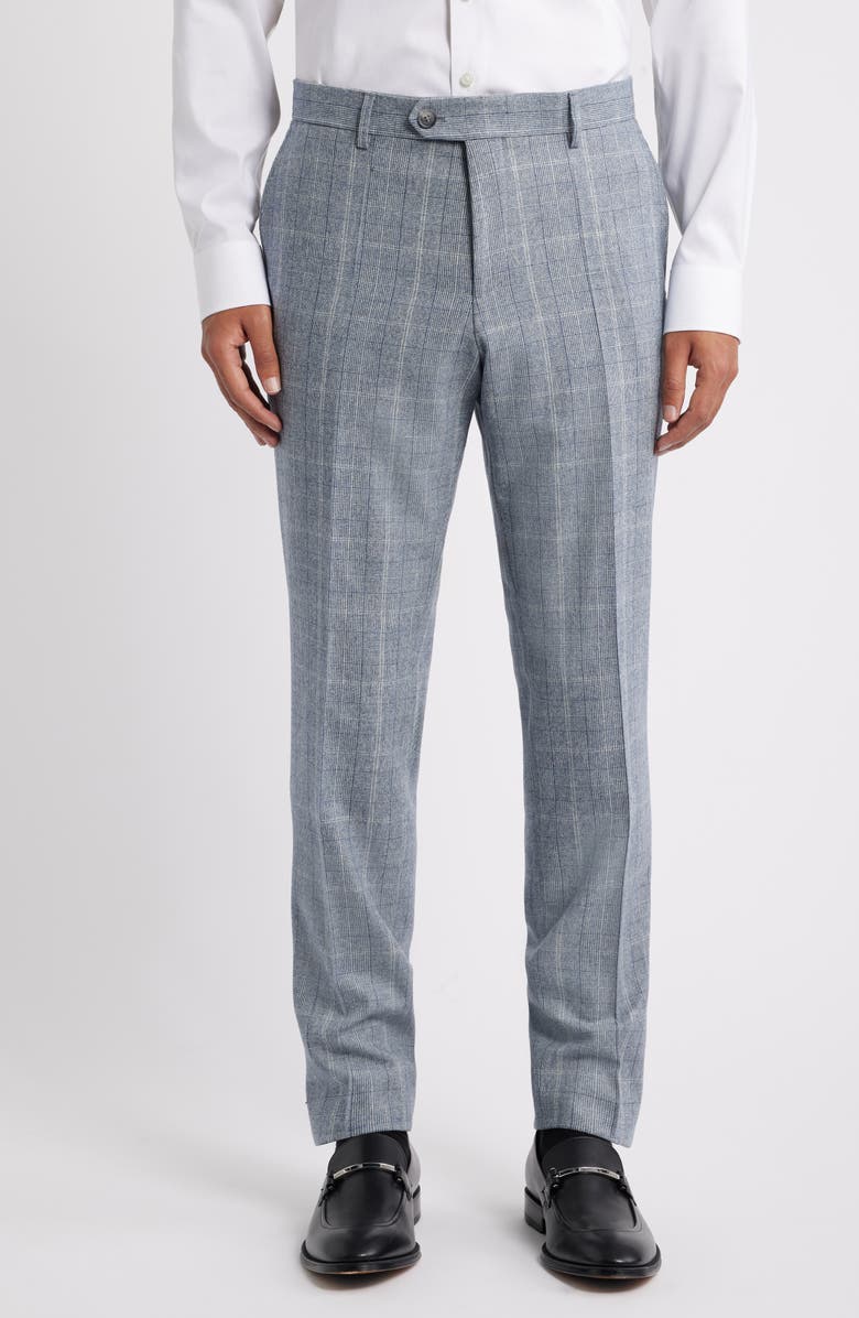 BOSS Huge Slim Fit Grey Glen Check Wool Suit, Alternate, color, Open Blue