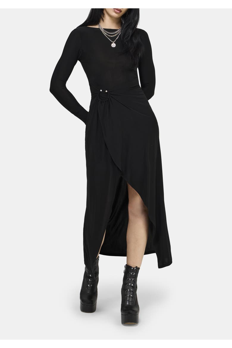 Bellamira Ring Waist Midaxi Dress, Alternate, color, Black