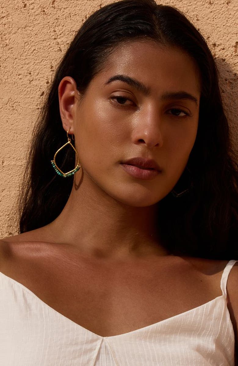 Satya Jewelry Healing Journey Turquoise Lotus Petal Earrings, Alternate, color, Blue