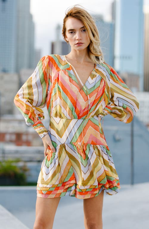 CIEBON CIEBON EMERIE CHEVRON STRIPE LONG SLEEVE MINIDRESS