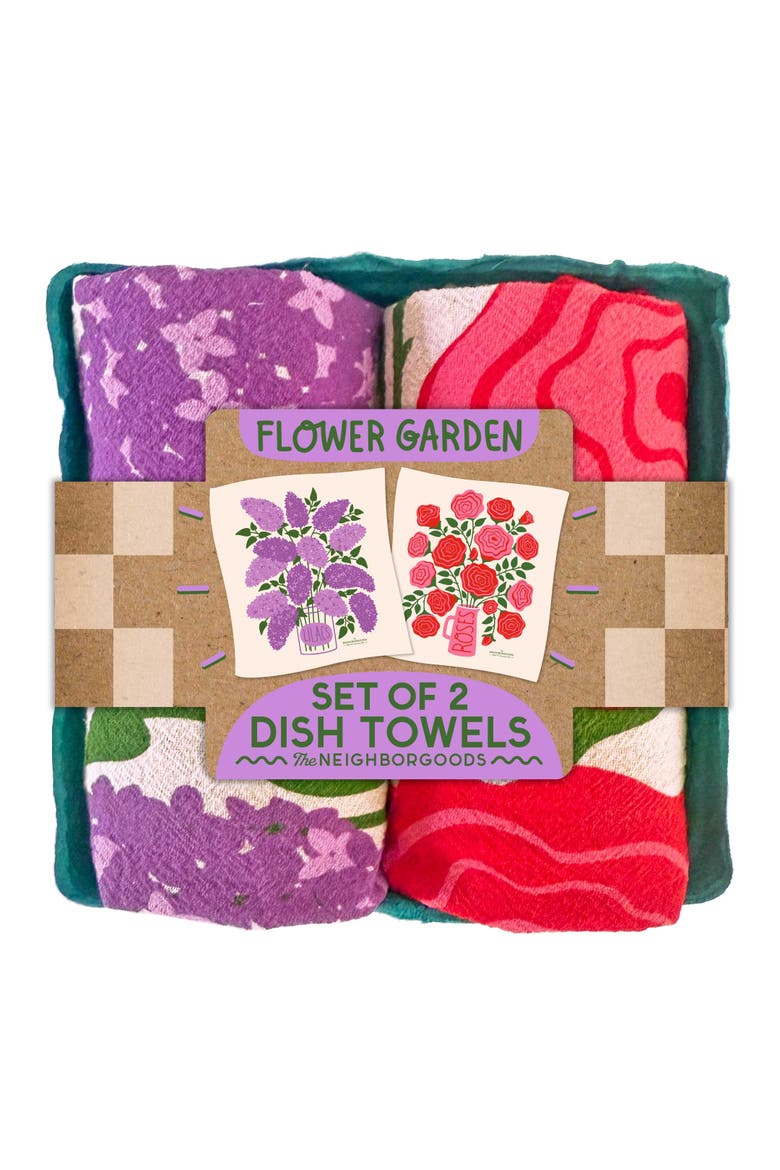 Flower Garden - Dish Towel Set of 2, Main, color, Purple