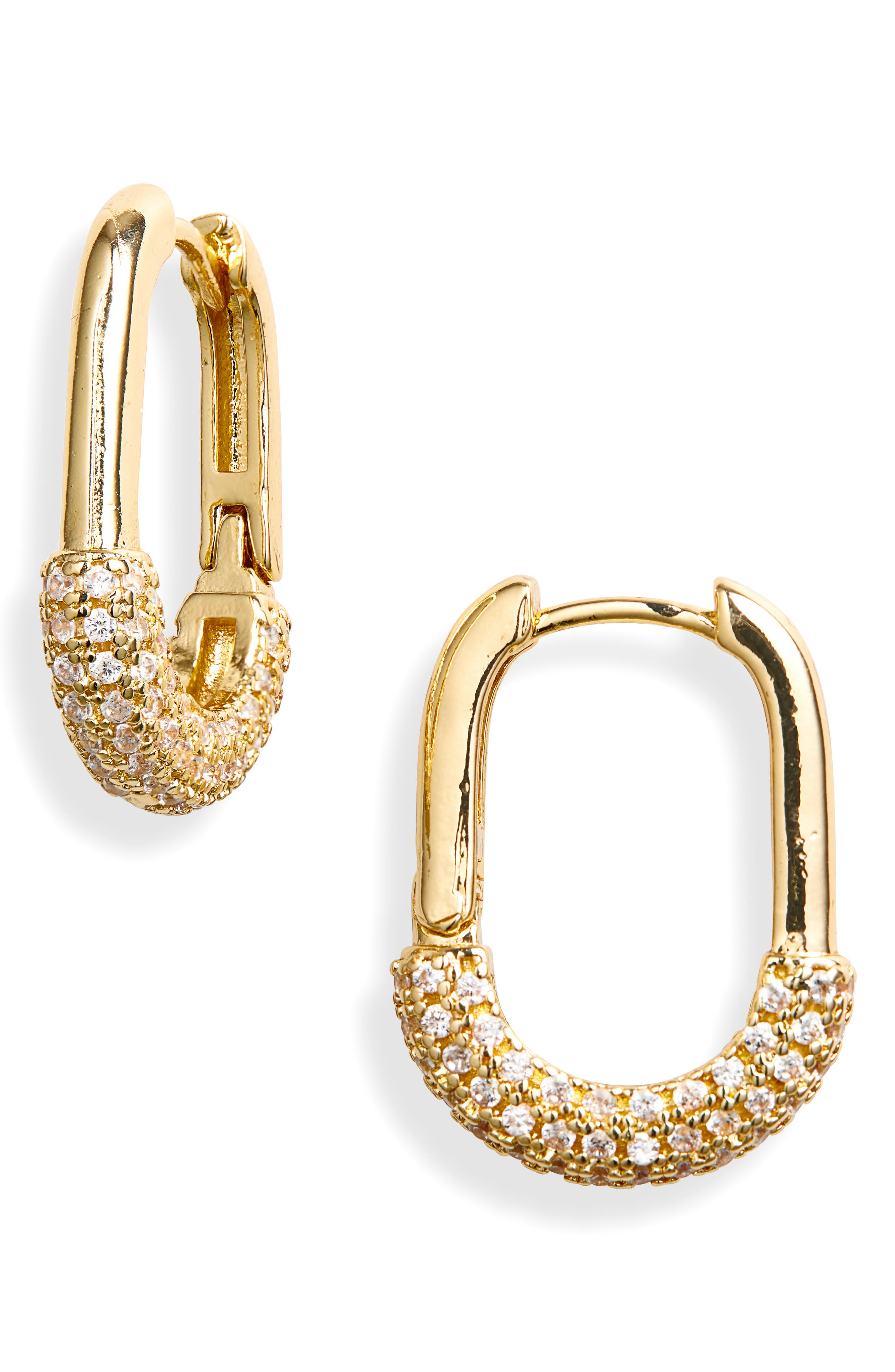 NORDSTROM RACK Half Pavé CZ Hoop Earrings