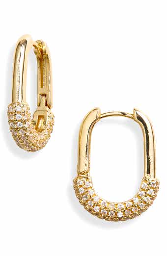 NORDSTROM RACK Half Pavé CZ Hoop Earrings