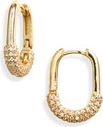 NORDSTROM RACK Half Pavé CZ Hoop Earrings