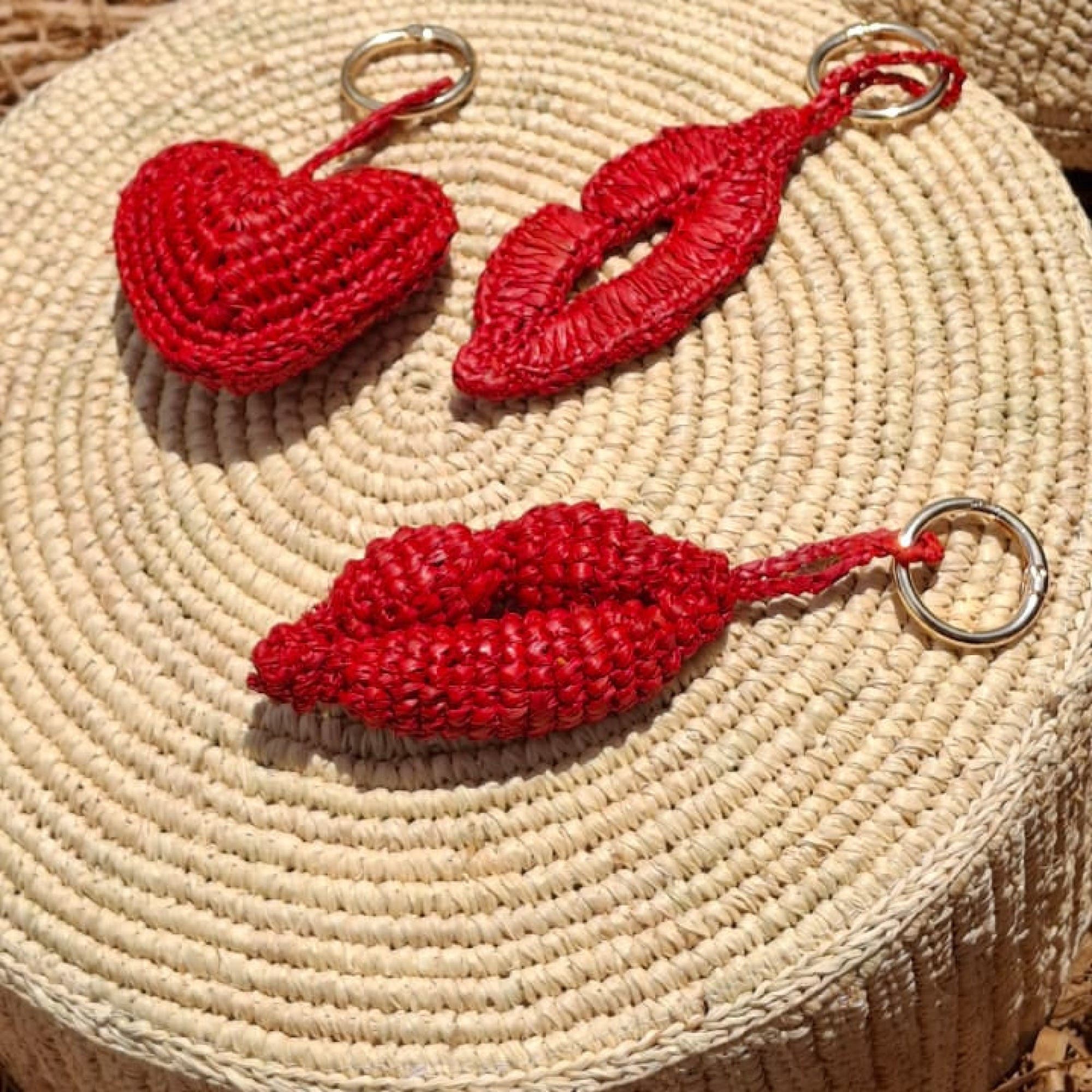Lips Keyring, Alternate, color, Red