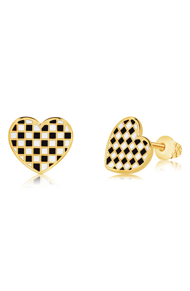 Chanteur Kids' Heart Stud Earrings, Main, color, Black And White