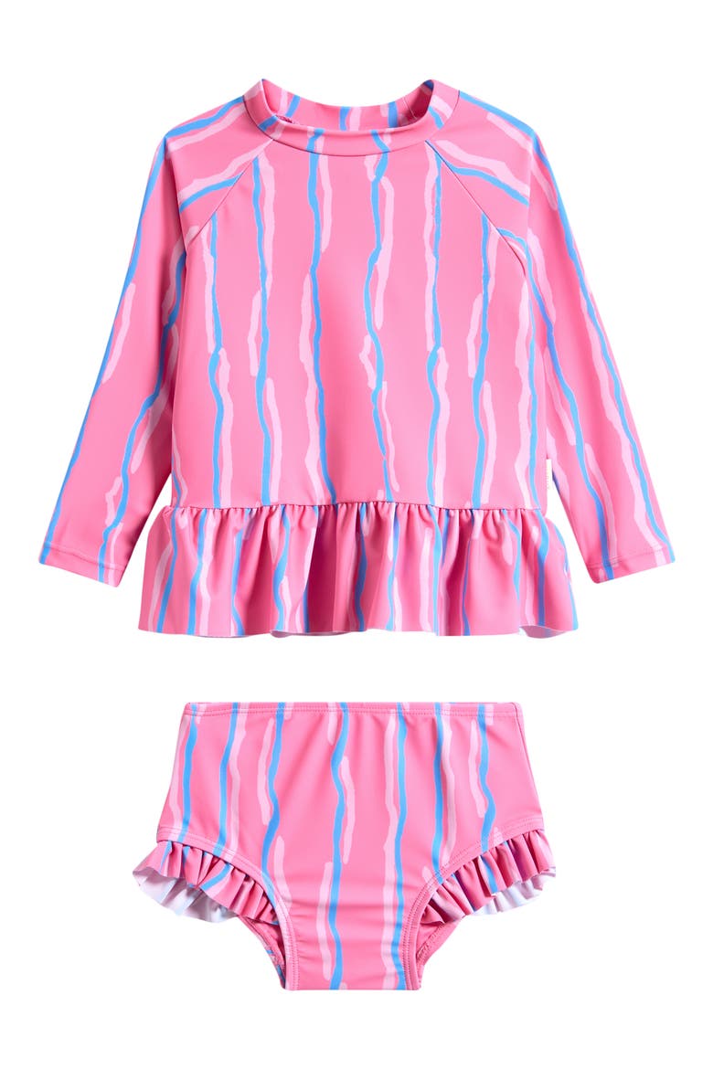 Aruba Ruffle Long Sleeve Two-Piece Swimsuit, Main, color, ARUBA PINK