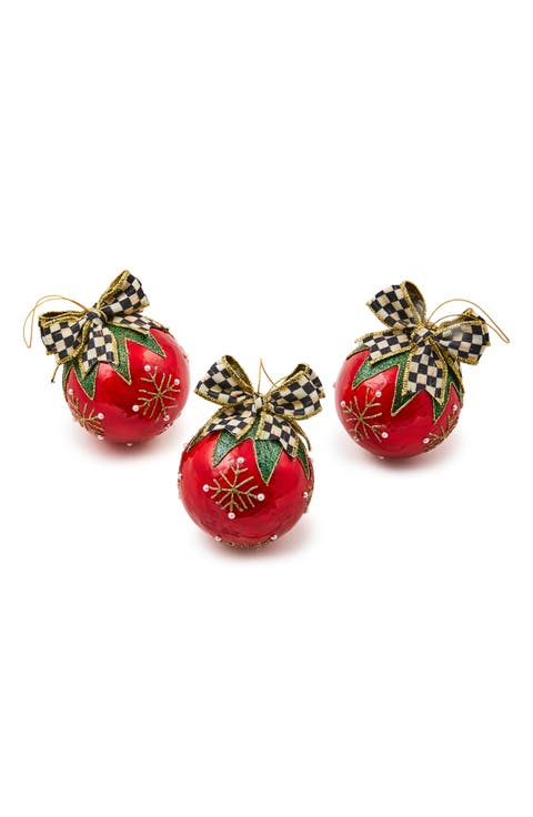 Set of 3 Cozy Christmas Capiz Ball Ornaments
