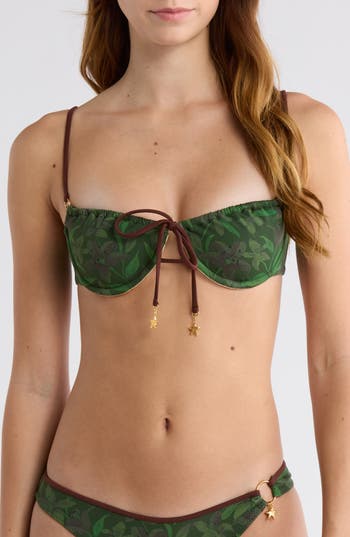 Pacsun Willow Tie Front Bikini Top In Green