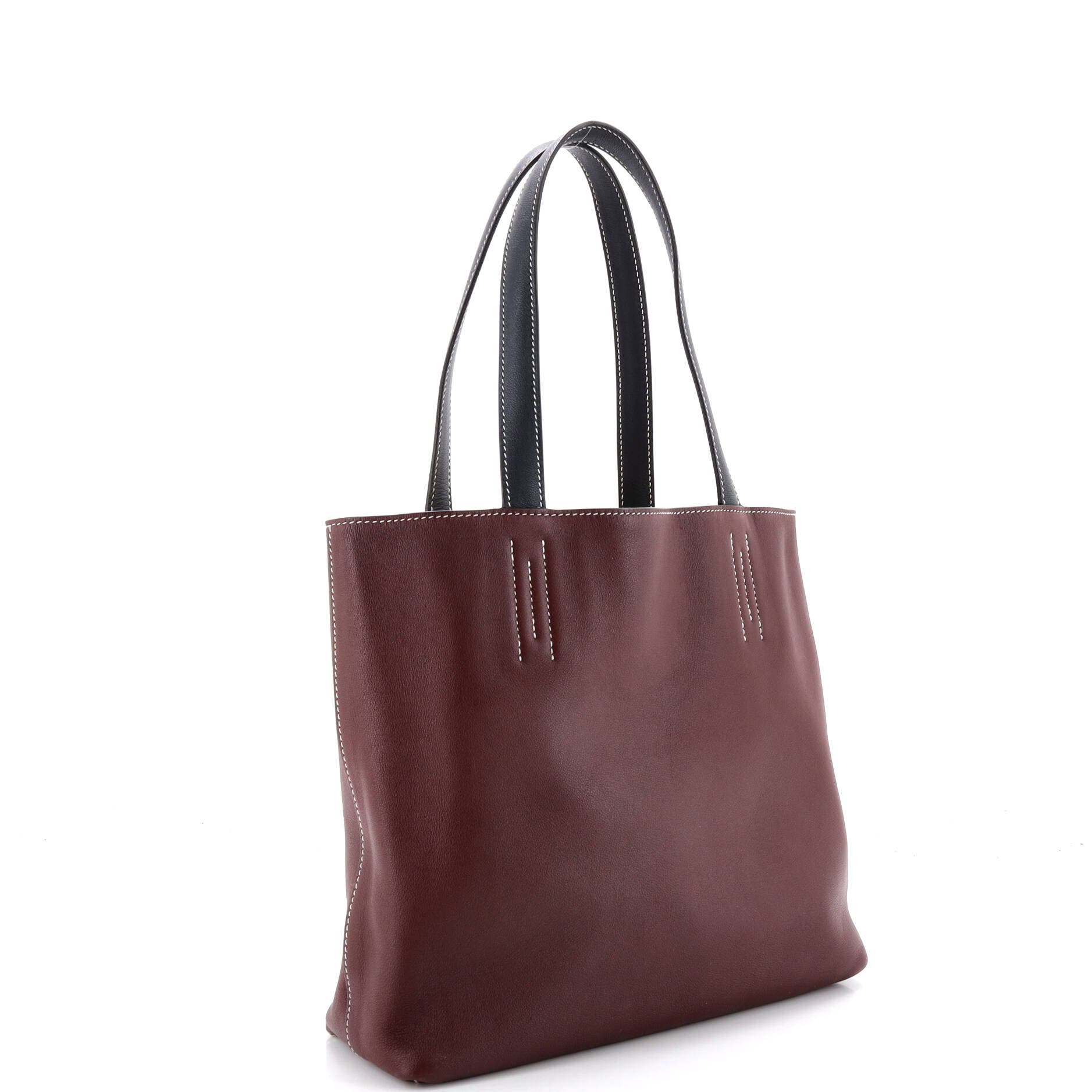 Pre-Owned Hermes Double Sens Tote Veau Sikkim 28, Alternate, color, Doublesens-Lime/Bordeaux