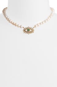 VIDAKUSH Eyes Wide Open Pearl Choker Necklace