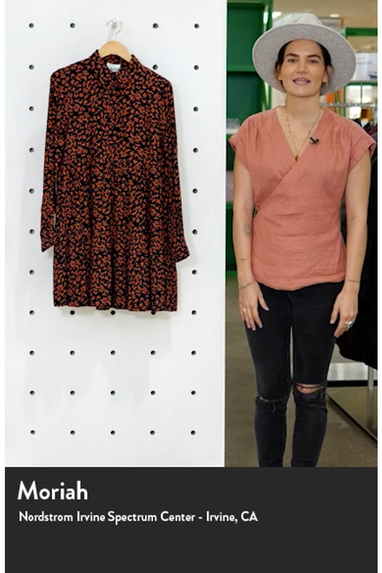 Floral Logo Print Crepe Long Sleeve Shirtdress video