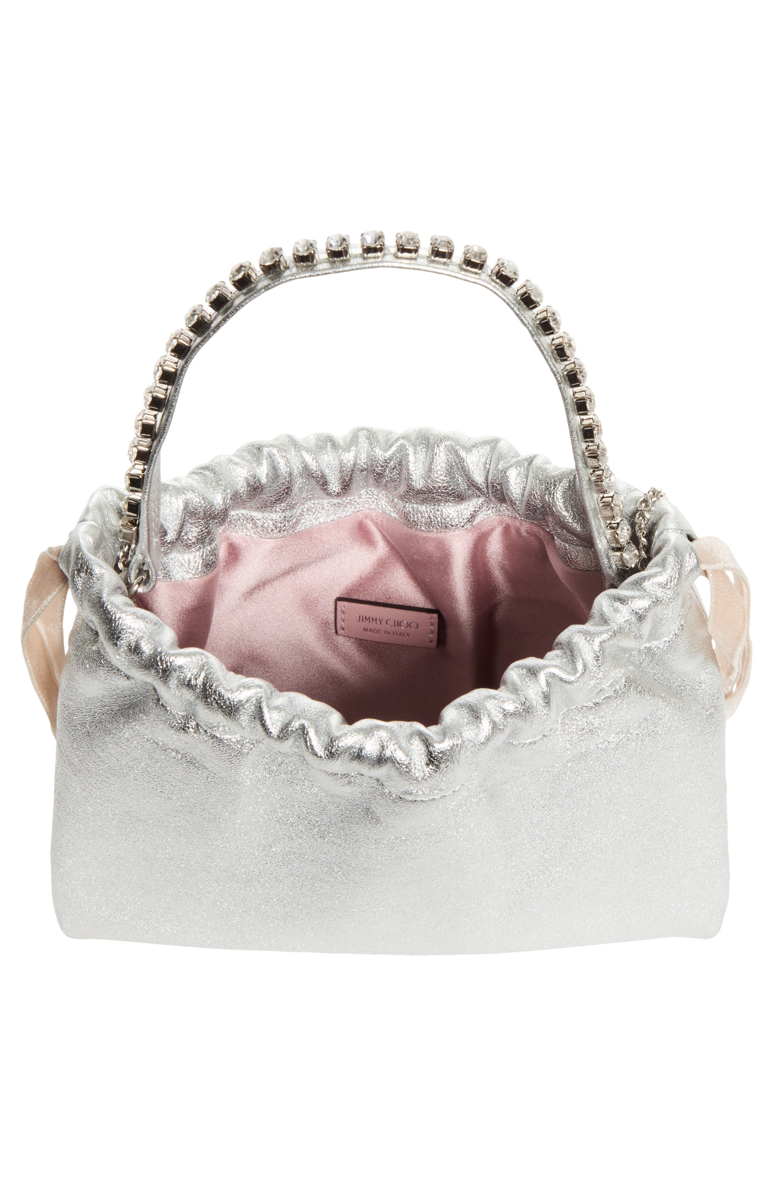 Bon Bon Crystal Top Handle Leather Bag, Alternate, color, SILVER/ ROSE/ SILVER