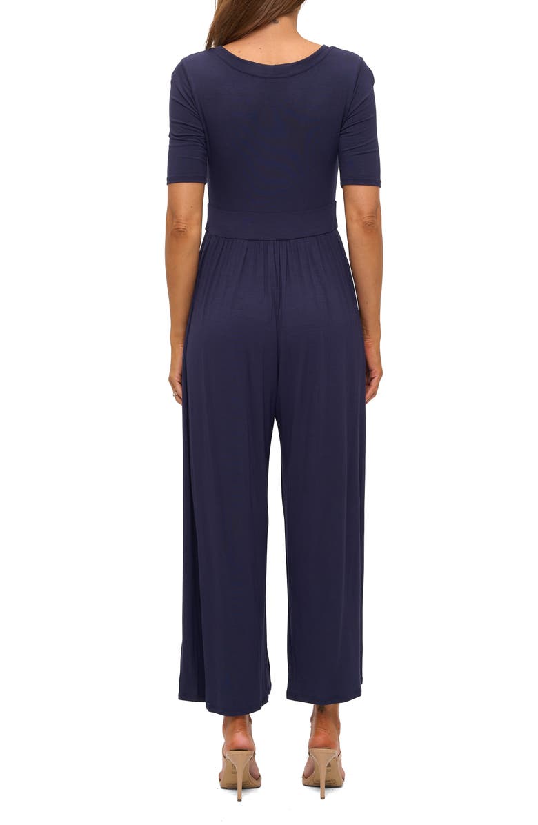 WEST K Elbow Sleeve Wide Leg Jumpsuit, Alternate, color, Navy