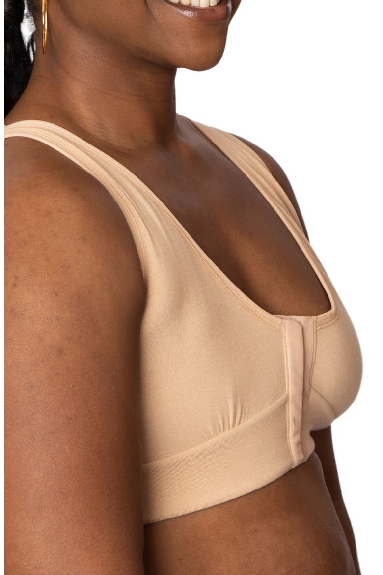 Rora Post-Surgery Front Close Pocketed Bralette, Alternate, color, SAND