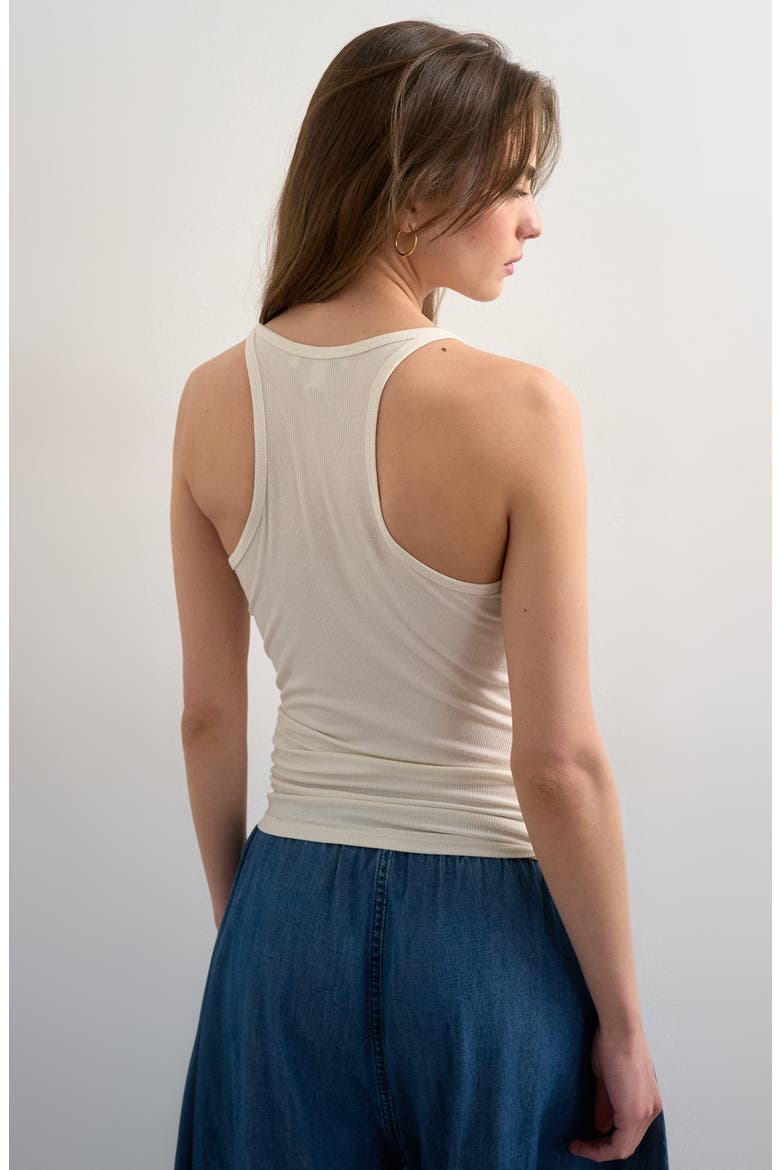 Rib Semi Sheer Racerback Tank, Alternate, color, ECRU