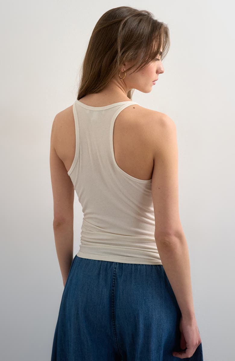 Topshop Rib Semi Sheer Racerback Tank, Alternate, color, Ecru