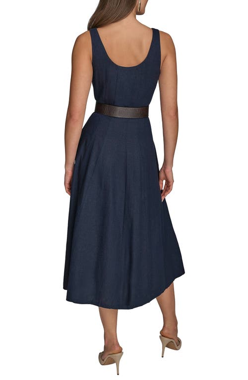 Donna Karan New York Belted Linen Blend Dress In Nightfall