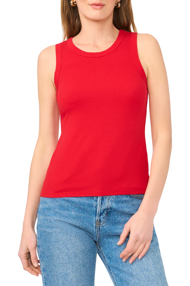 Fitted Ribbed Tank Top, Main, color, SALSA