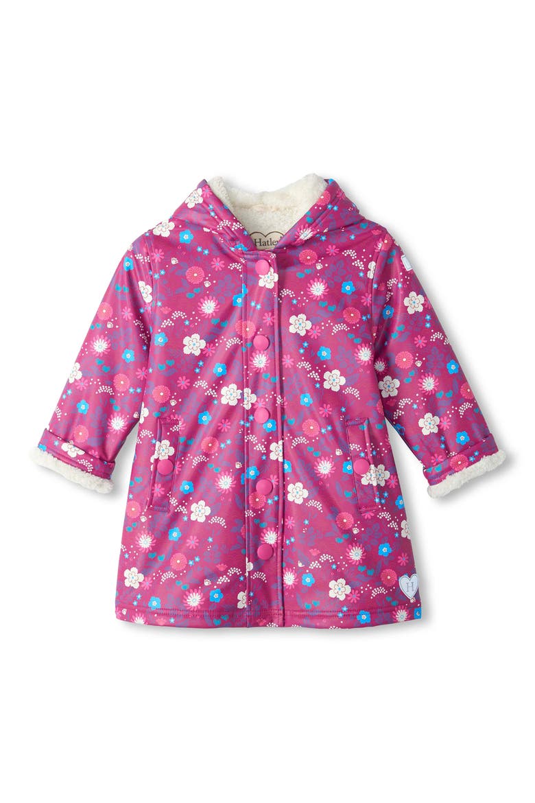 Kids' Tiny Flowers Hooded Jacket, Main, color, PURPLE
