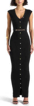 Manière De Voir Helene Knitted Midaxi Dress with Belt