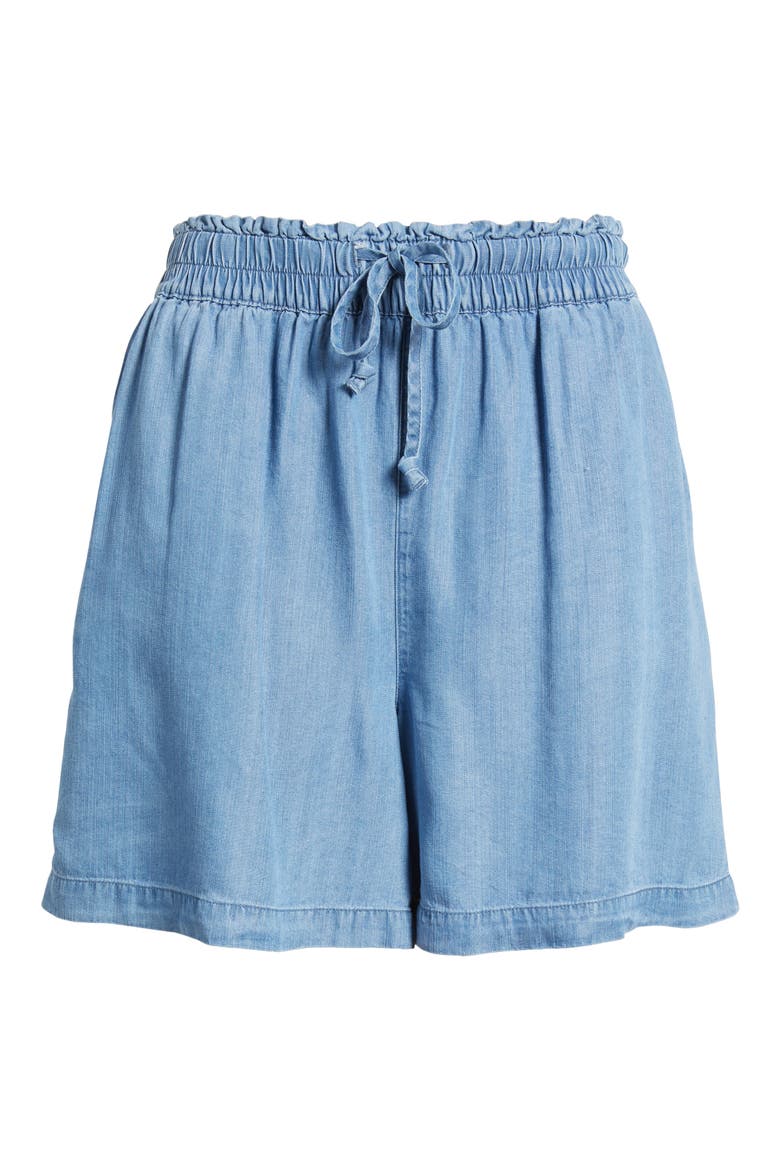 Tiney Tie Waist Chambray Shorts, Alternate, color, BLUE WASH