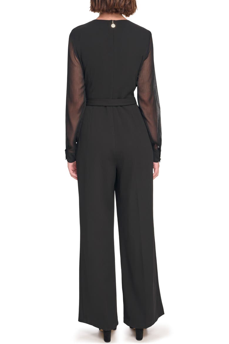 Long Sleeve Crepe Jumpsuit, Alternate, color, BLACK