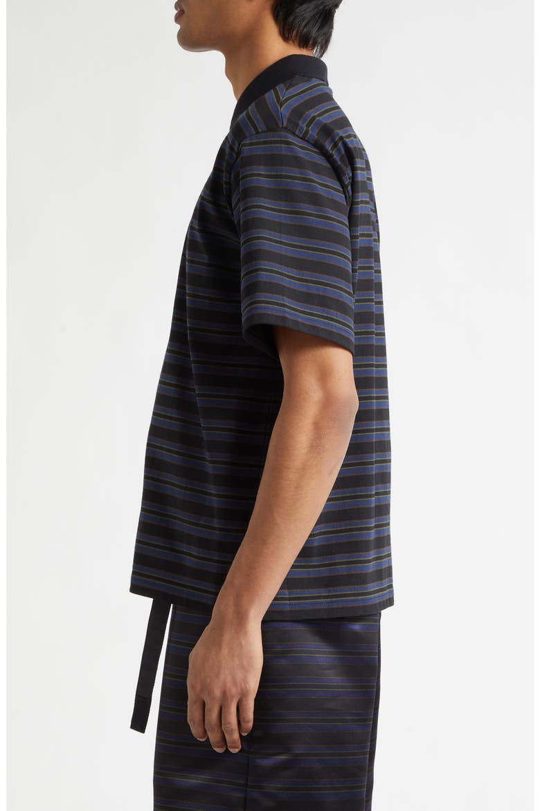 Horizontal Stripe Quarter Zip Polo, Alternate, color, BLACK/ NAVY