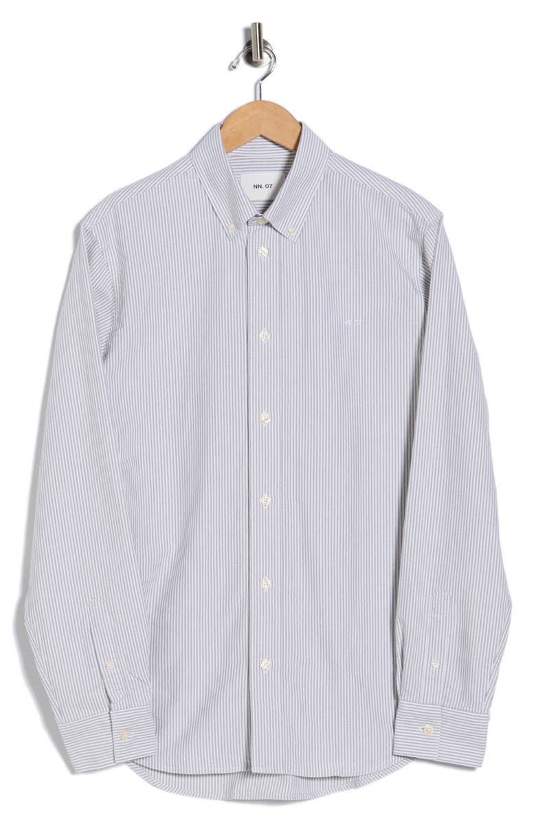 NN07 Colby Organic Cotton Oxford Dress Shirt, Alternate, color, Capers Stripe